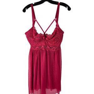 NWT Ashley Stewart‎ Pink Chemise Open Cup Lingerie Nightie Gown 1X